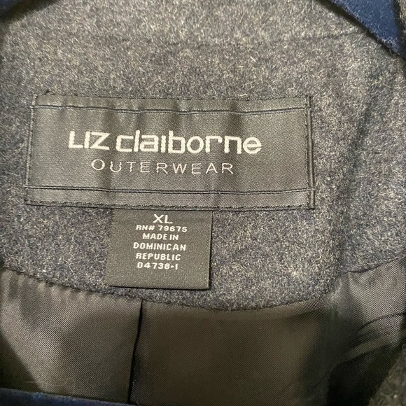 Liz Claiborne Charcoal Double-Breasted Pea Coat with Gold Buttons - Picture 3 of 4